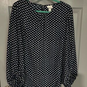 Beautiful Navy Blue and White blouse. 1x